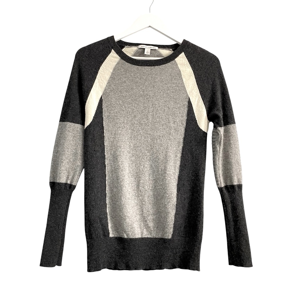 Autumn Cashmere Gray Colorblock Crewneck cashmere Sweater Modern Style